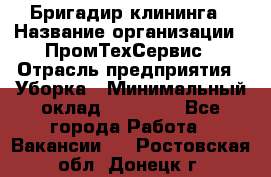 Бригадир клининга › Название организации ­ ПромТехСервис › Отрасль предприятия ­ Уборка › Минимальный оклад ­ 30 000 - Все города Работа » Вакансии   . Ростовская обл.,Донецк г.